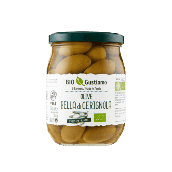 Ekologiškos žalios alyvuogės sūryme 550 GR