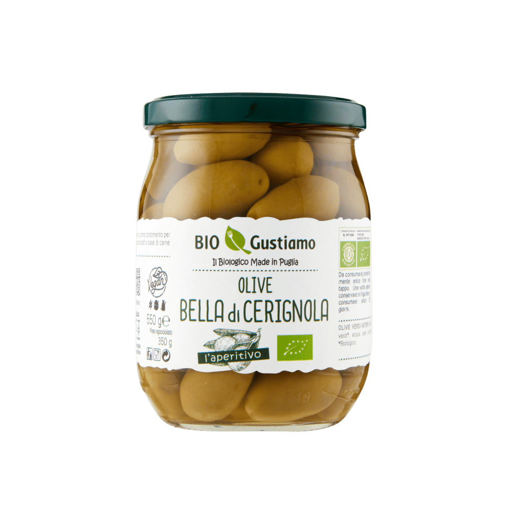 Untitled design (92) Ekologiškos žalios alyvuogės sūryme 550 GR - Image 1