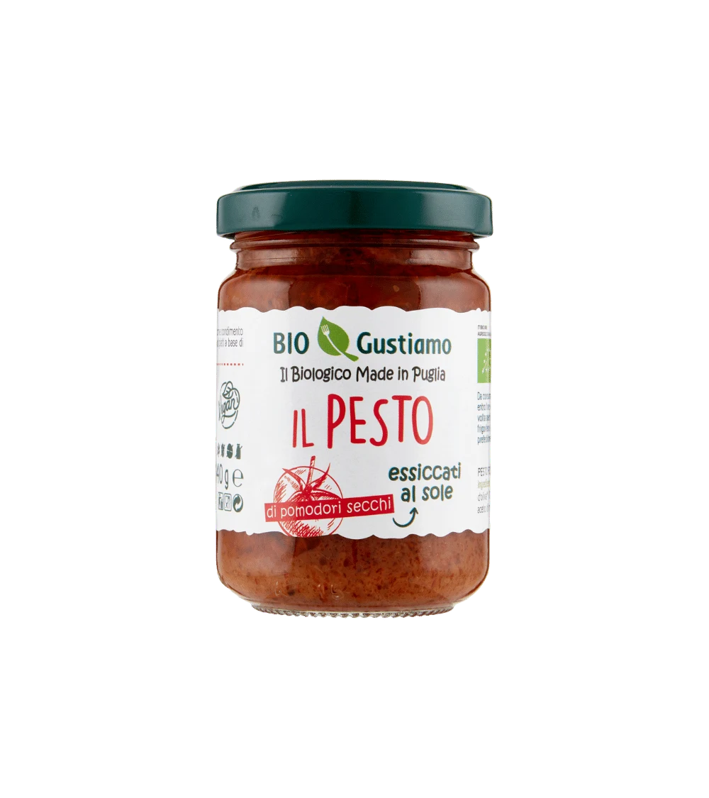 cuore (13) Bio Gustiamo – ekologiškas džiovintų pomidorų pesto, 140 g - Image 1